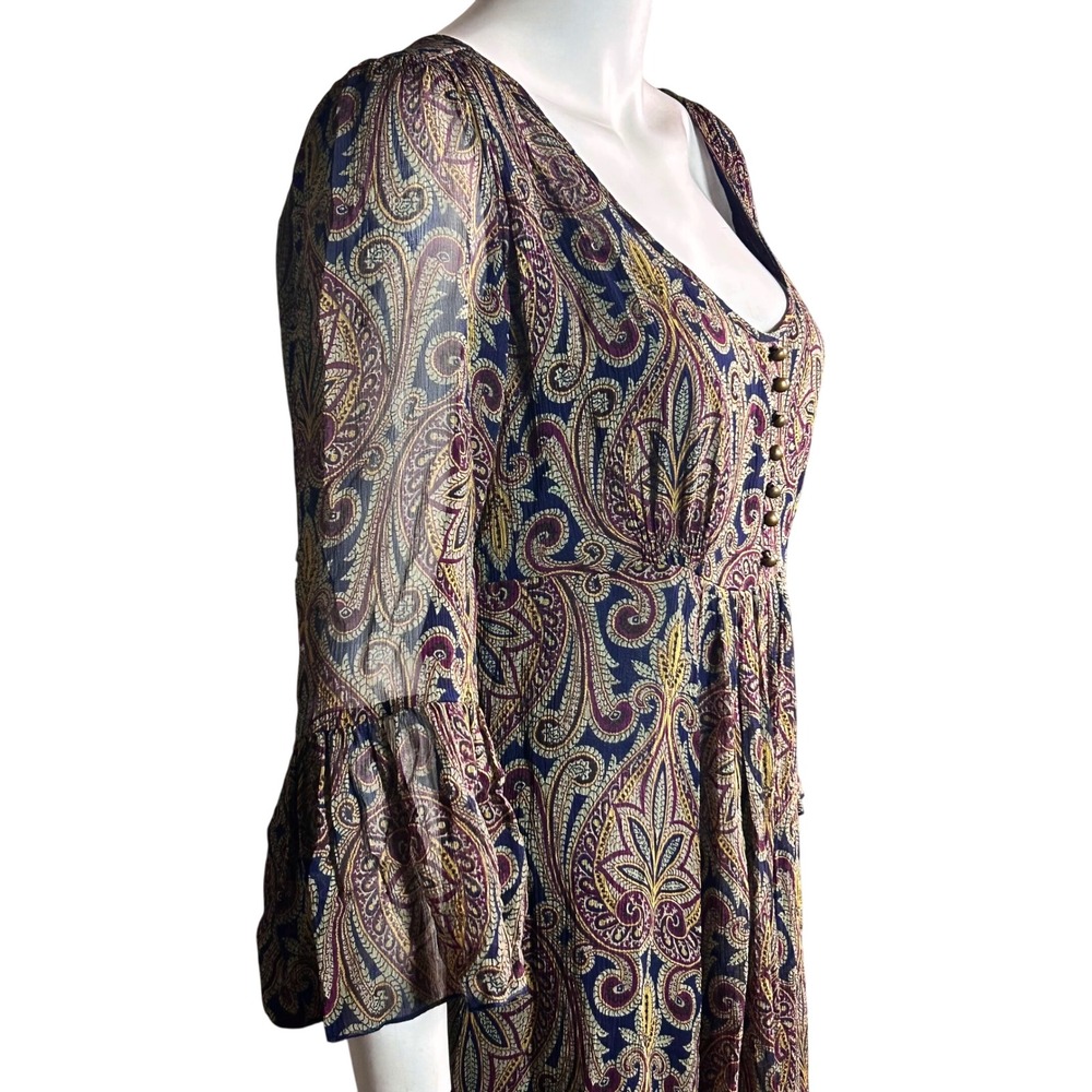 MICHAEL Michael Kors midi Dress Size 10 Sheer Dark Floral Brown Cottagecore Silk